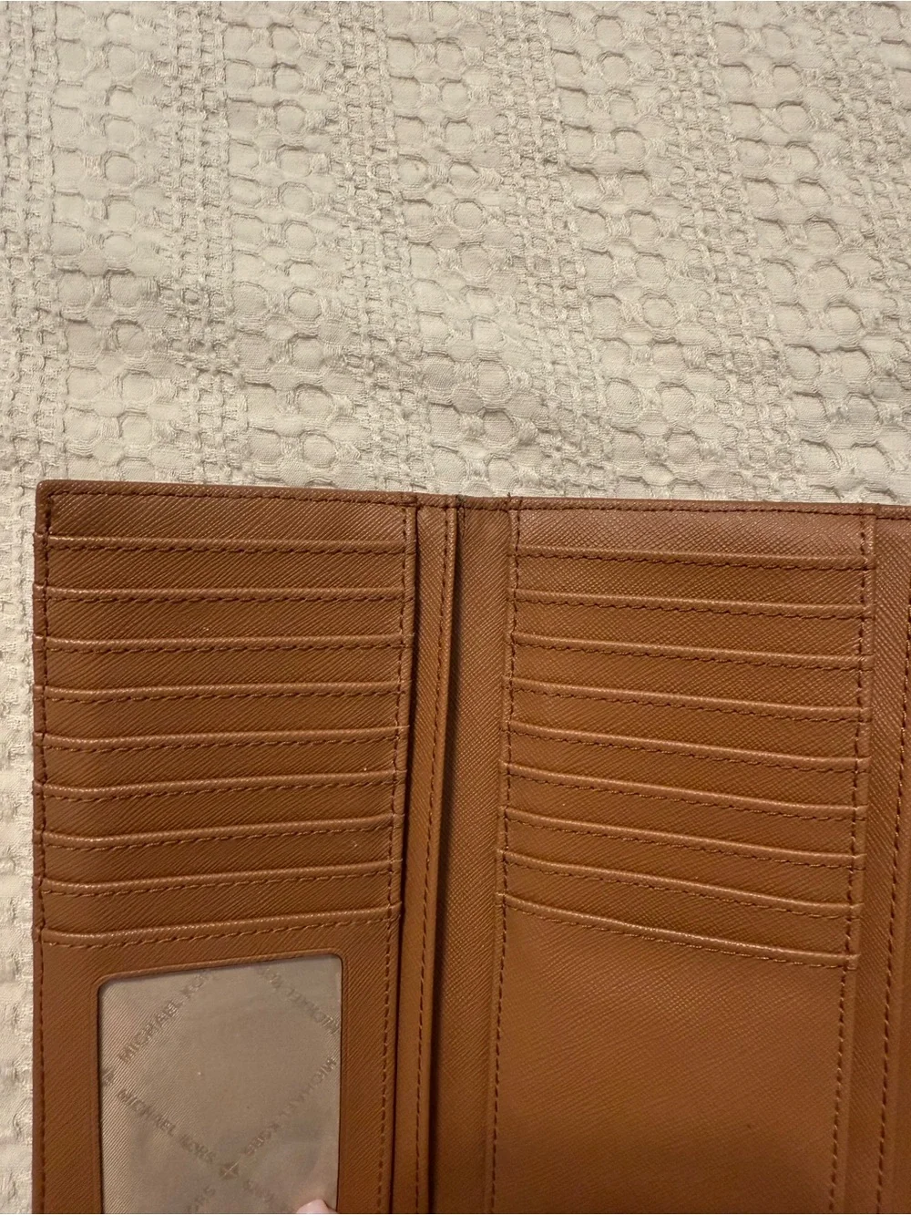 Michael Kors Brown Saffiano Leather Continental Wallet with Gold Logo